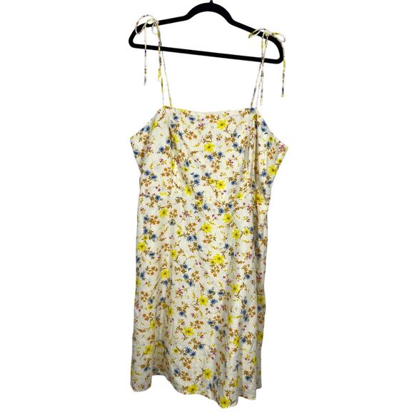 Old Navy, Size XXLT, Cami Tie Shoulder Dress, White & Yellow, Linen Blend, EUC - Picture 1 of 7
